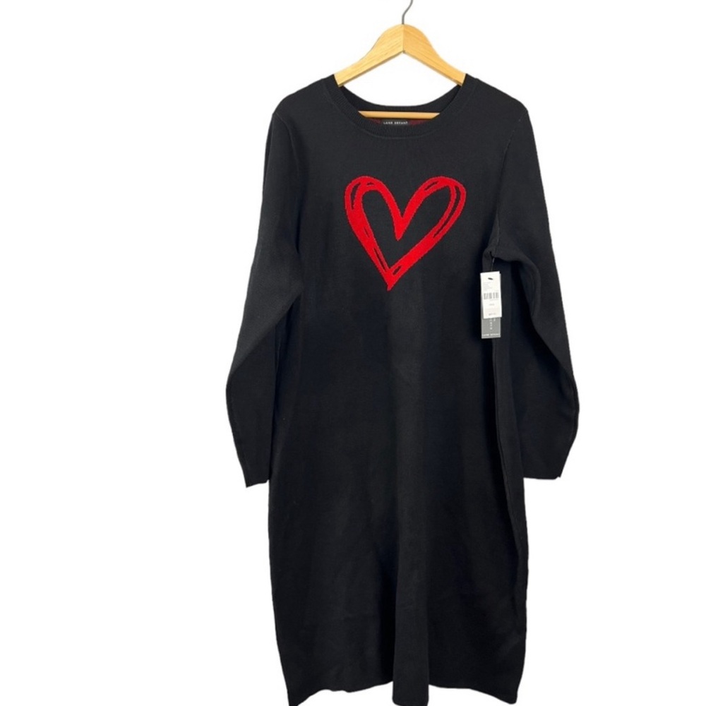 Lane Bryant Black Sweater Dress with Red Heart